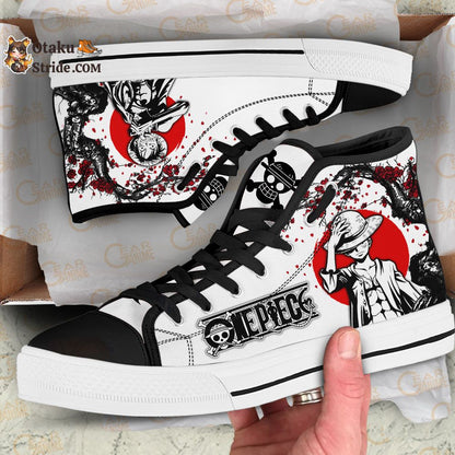 Custom Anime One Piece Luffy High Top Sneakers – Japan Style Footwear