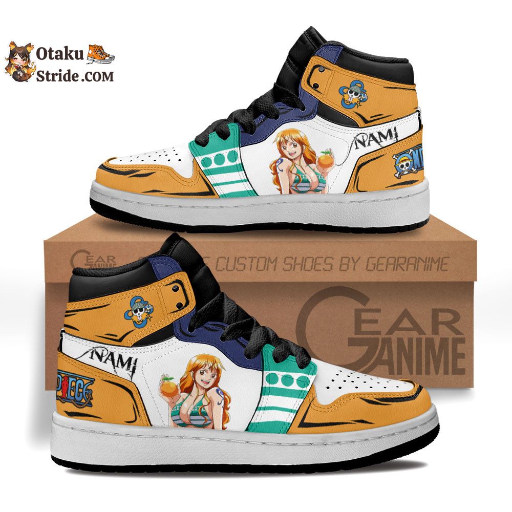 Custom Anime One Piece Nami Kids Sneakers – Unique Printed Footwear