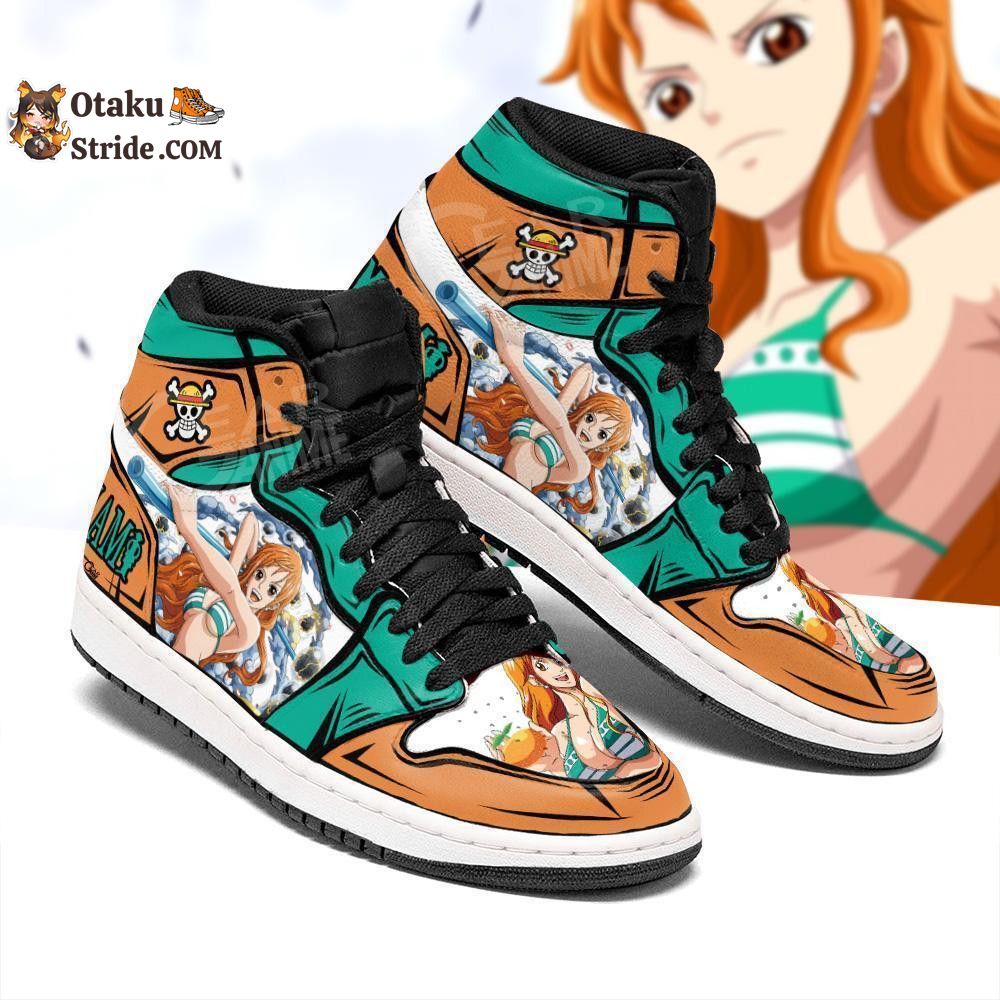 Custom Anime One Piece Nami Sneakers with Clima Tact Design – Unique Printed Footwear