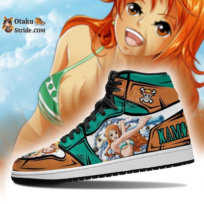 Custom Anime One Piece Nami Sneakers with Clima Tact Design – Unique Printed Footwear