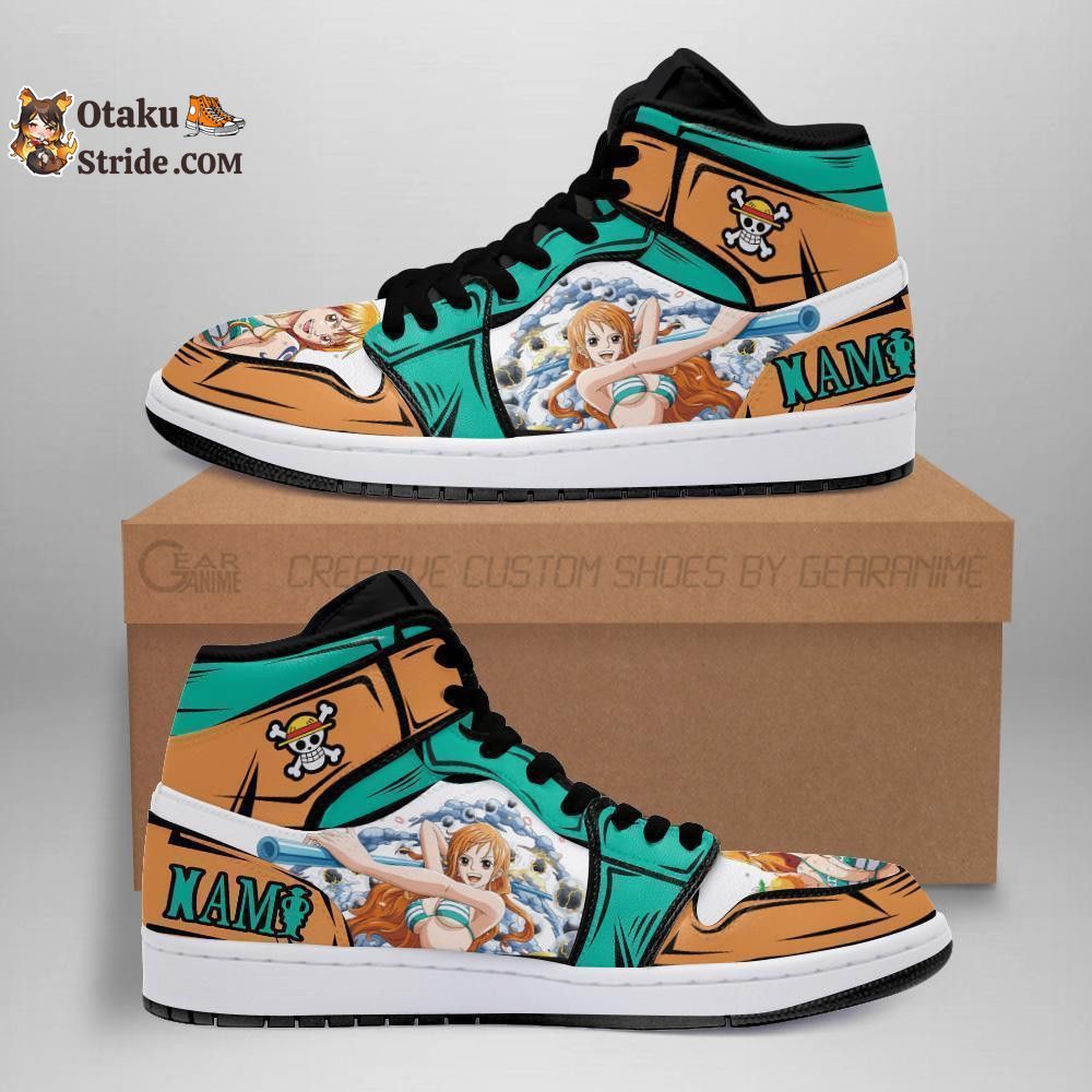 Custom Anime One Piece Nami Sneakers with Clima Tact Design – Unique Printed Footwear