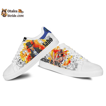 Custom Anime One Piece Sabo and Ace Skate Sneakers – Unique Printed Footwear