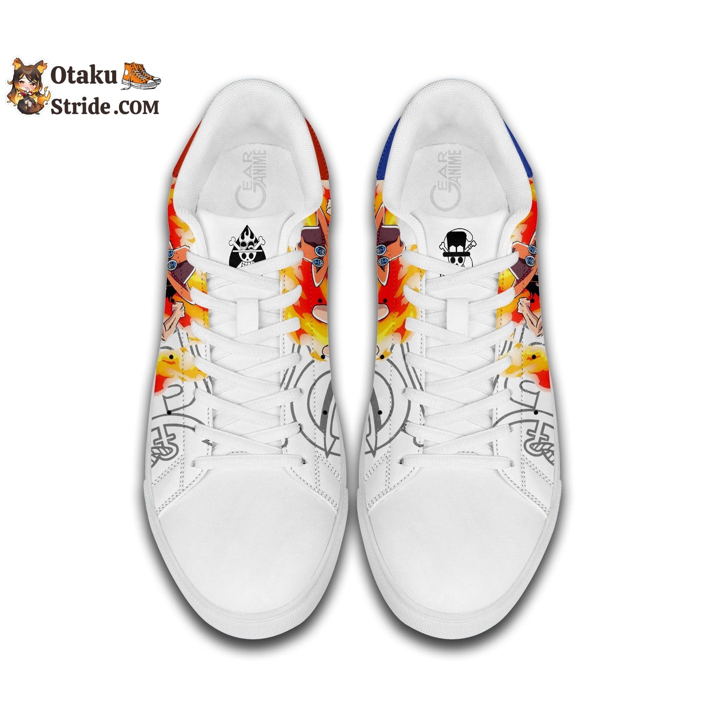 Custom Anime One Piece Sabo and Ace Skate Sneakers – Unique Printed Footwear