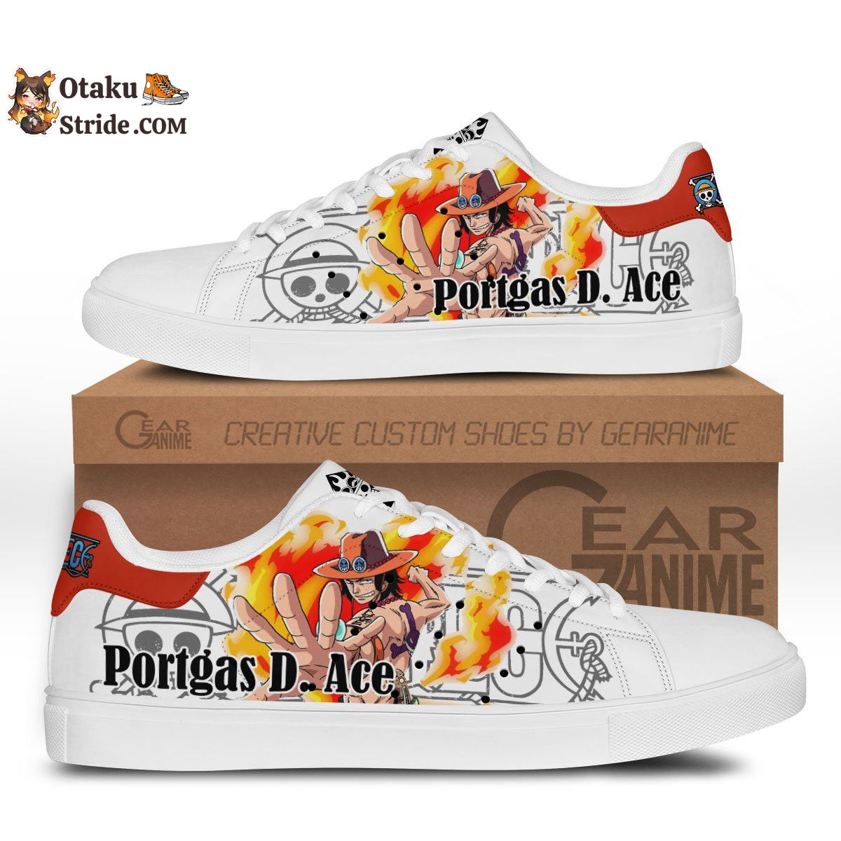 Custom Anime One Piece Sabo and Ace Skate Sneakers – Unique Printed Footwear