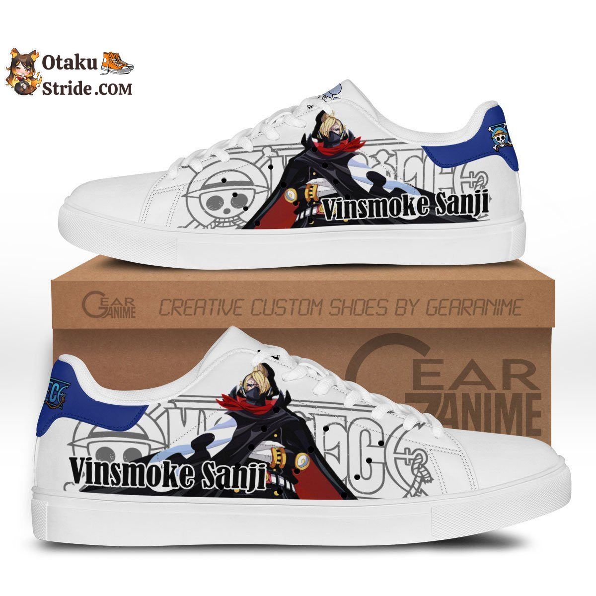 Custom Anime One Piece Sanji Raid Suit Skate Sneakers – Unique Printed Footwear