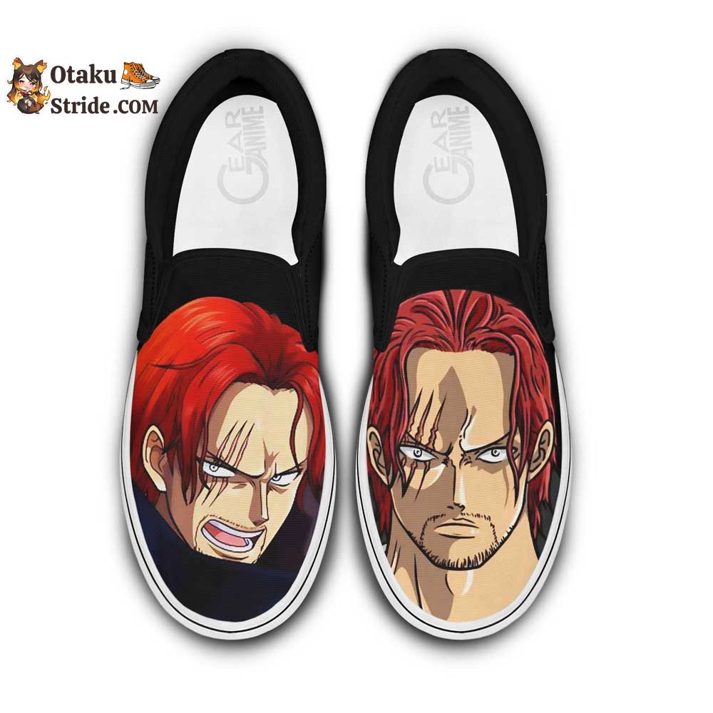 Custom Anime One Piece Shanks Red Hair Slip On Sneakers – Unique Footwear for Fans