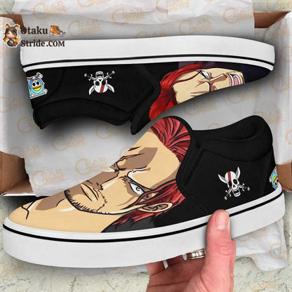 Custom Anime One Piece Shanks Red Hair Slip On Sneakers – Unique Footwear for Fans