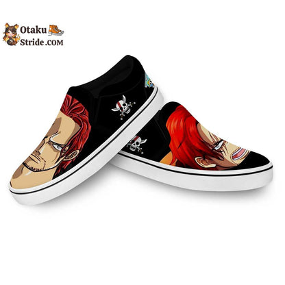 Custom Anime One Piece Shanks Red Hair Slip On Sneakers – Unique Footwear for Fans