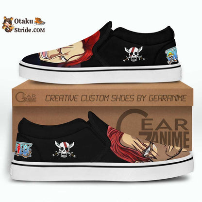 Custom Anime One Piece Shanks Red Hair Slip On Sneakers – Unique Footwear for Fans