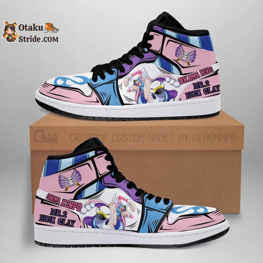 Custom Anime One Piece Shoes – Mr 2 Bon Clay Sneakers with Okama Kenpo Design