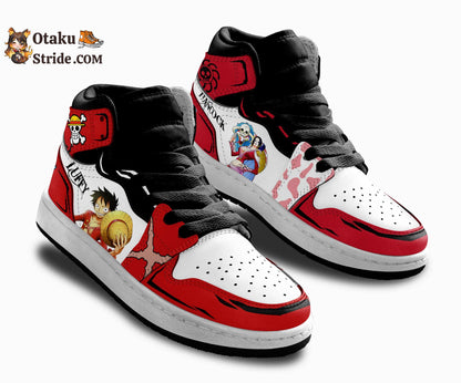 Custom Anime One Piece Shoes – Boa Hancock and Luffy Kids Sneakers