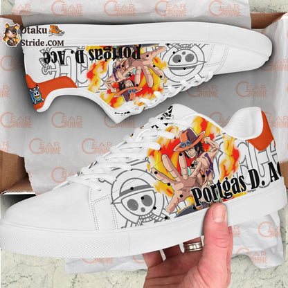 Custom Anime One Piece Skate Sneakers – Ace Printed Footwear