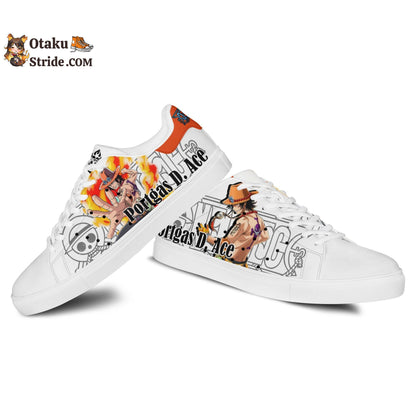 Custom Anime One Piece Skate Sneakers – Ace Printed Footwear