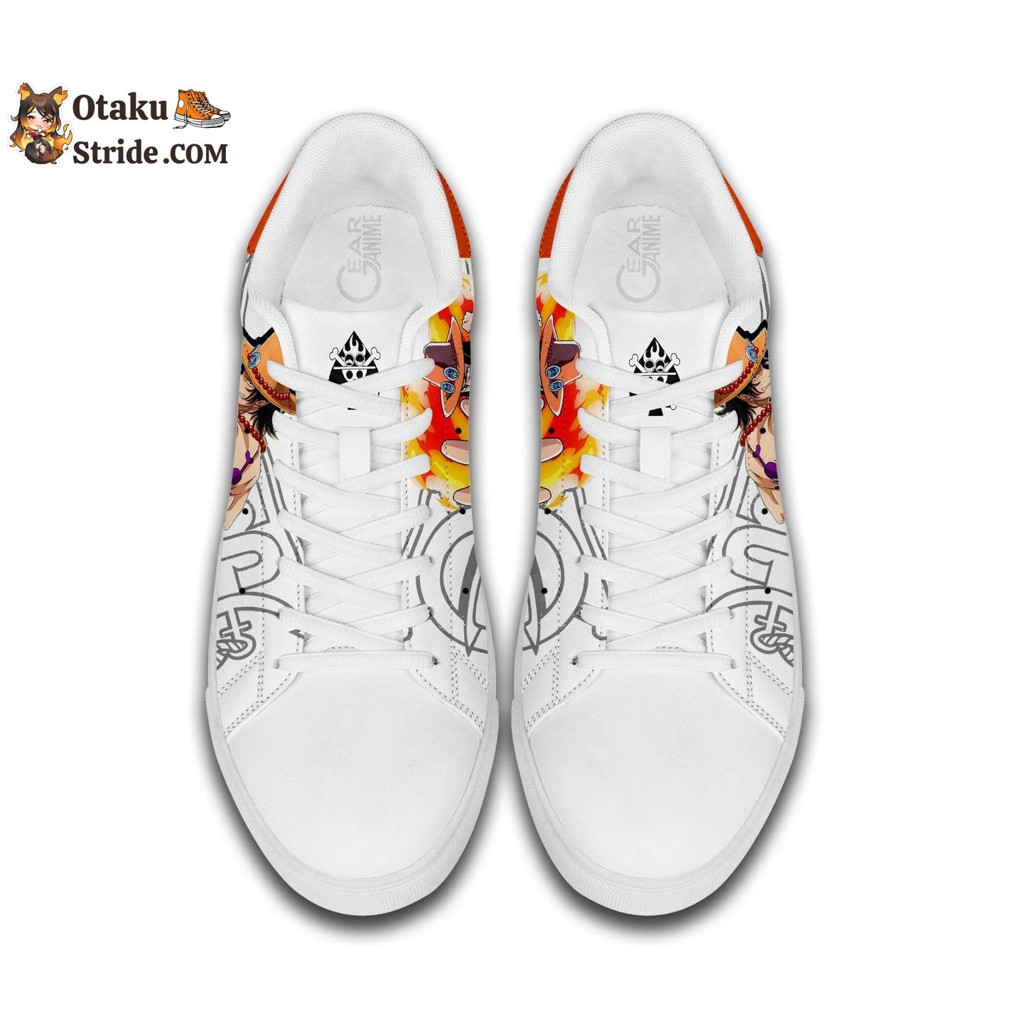 Custom Anime One Piece Skate Sneakers – Ace Printed Footwear