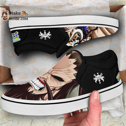 Custom Anime One Piece Slip On Sneakers Featuring Yonko Kaido Design – Unique Footwear for Fans