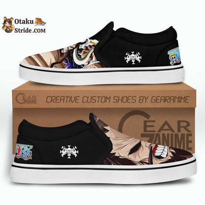 Custom Anime One Piece Slip On Sneakers Featuring Yonko Kaido Design – Unique Footwear for Fans