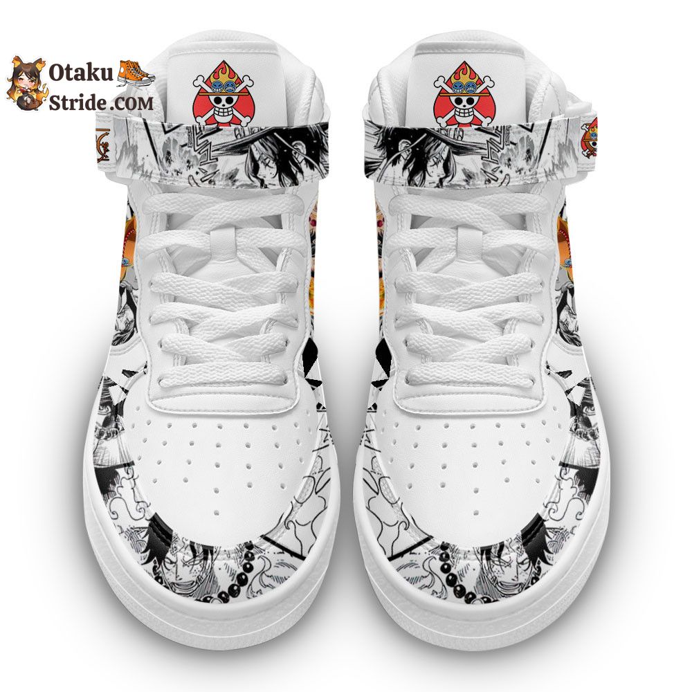 Custom Anime One Piece Sneakers – Ace Sneakers Air Mid Mix Manga Footwear