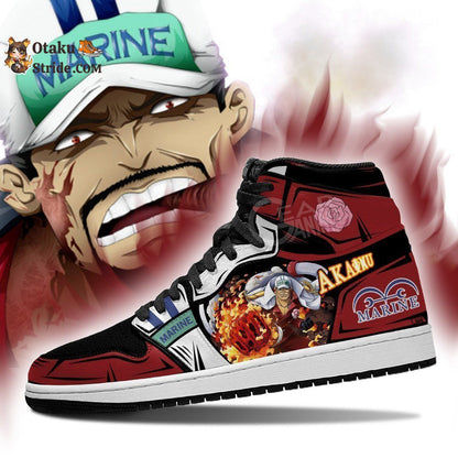 Custom Anime One Piece Sneakers Featuring Admiral Sakazuki Akainu Design