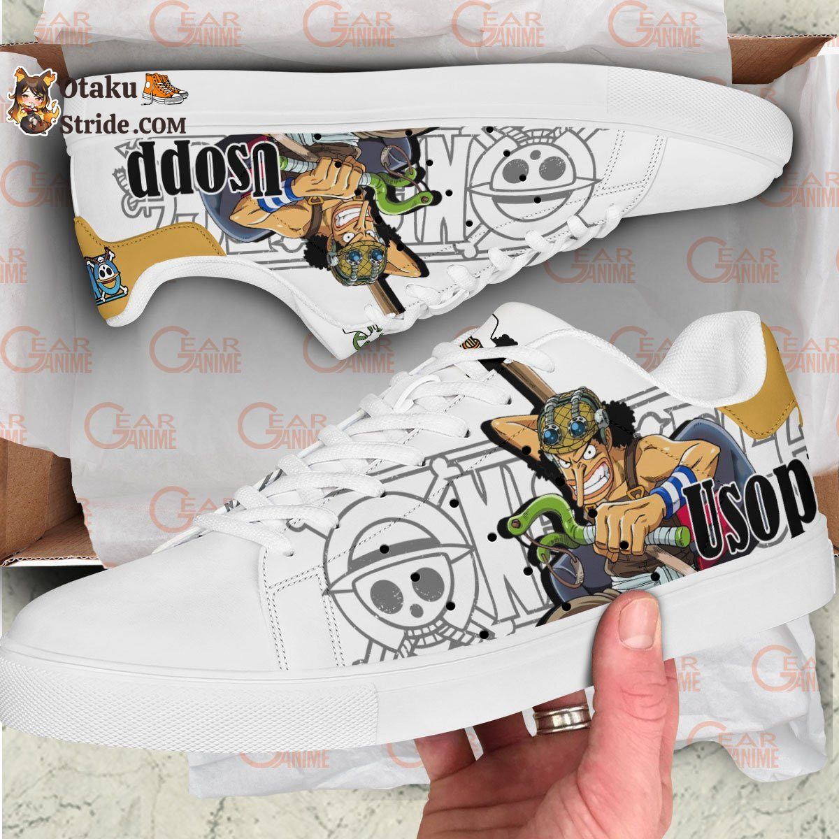 Custom Anime One Piece Usopp Skate Sneakers – Unique Printed Footwear