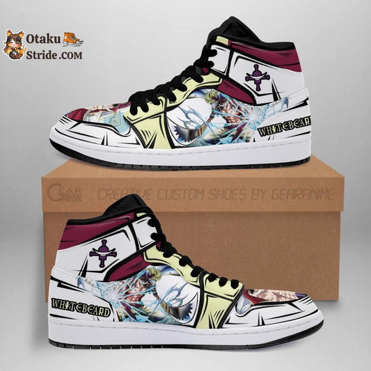 Custom Anime One Piece Whitebeard Sneakers with Gura Gura No Mi Design