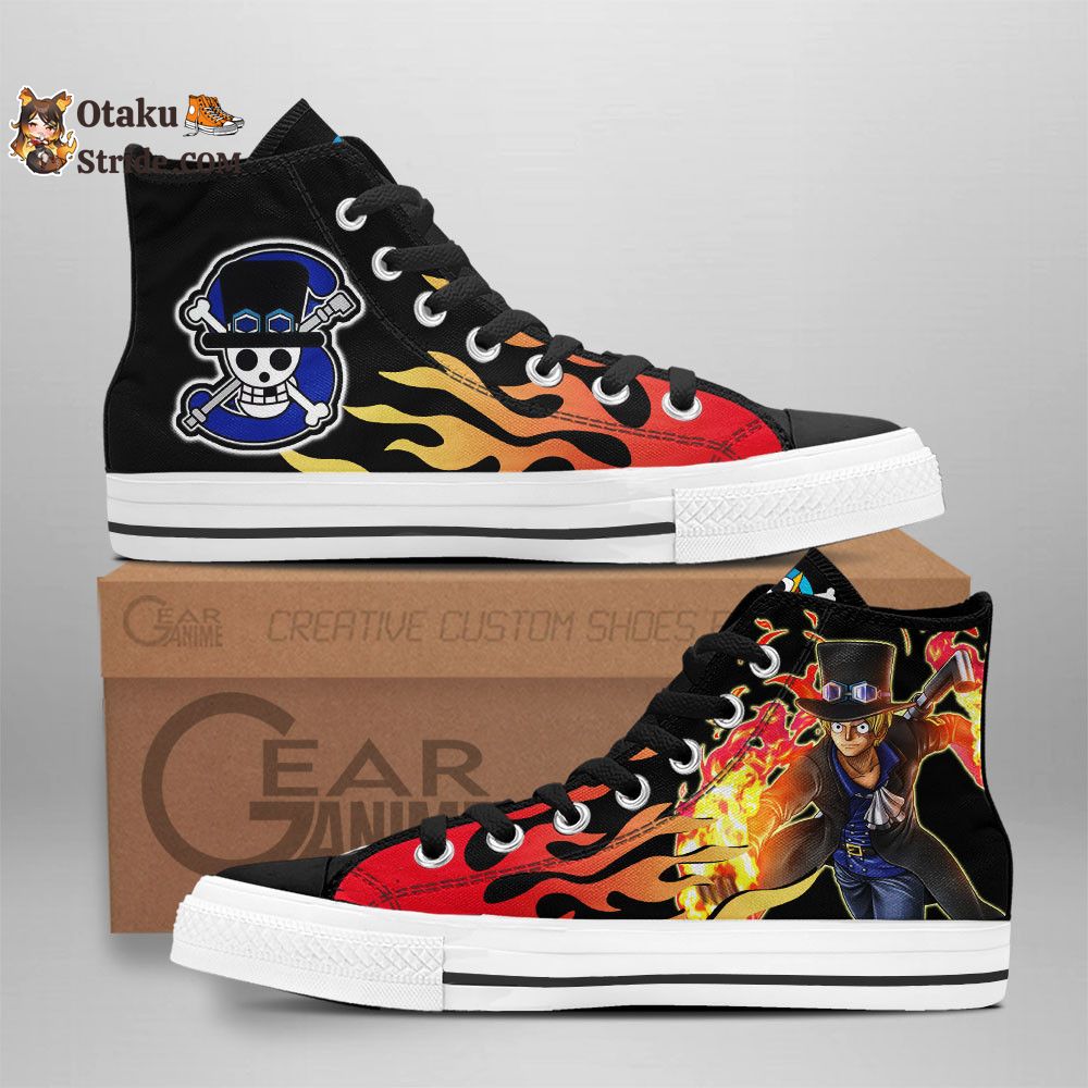 Custom Anime Sabo High Top Flame Style One Piece Sneakers – Unique Printed Footwear