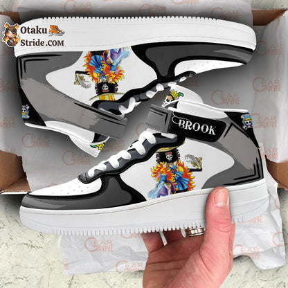 Custom Anime Shoes – Brook Sneakers Air Mid One Piece Design