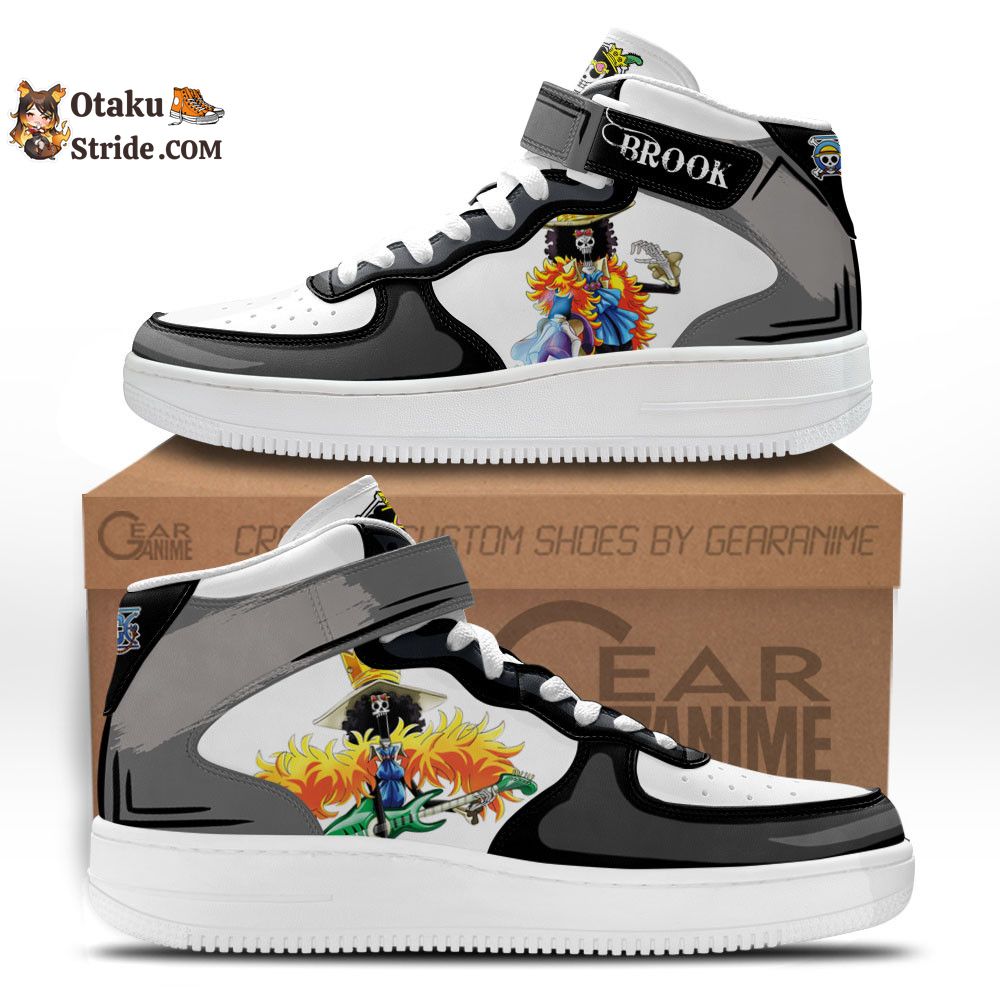 Custom Anime Shoes – Brook Sneakers Air Mid One Piece Design