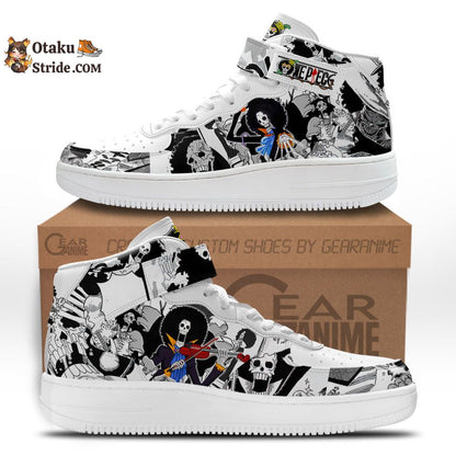 Custom Anime Shoes – Brook Sneakers Air Mid One Piece Mix Manga Design