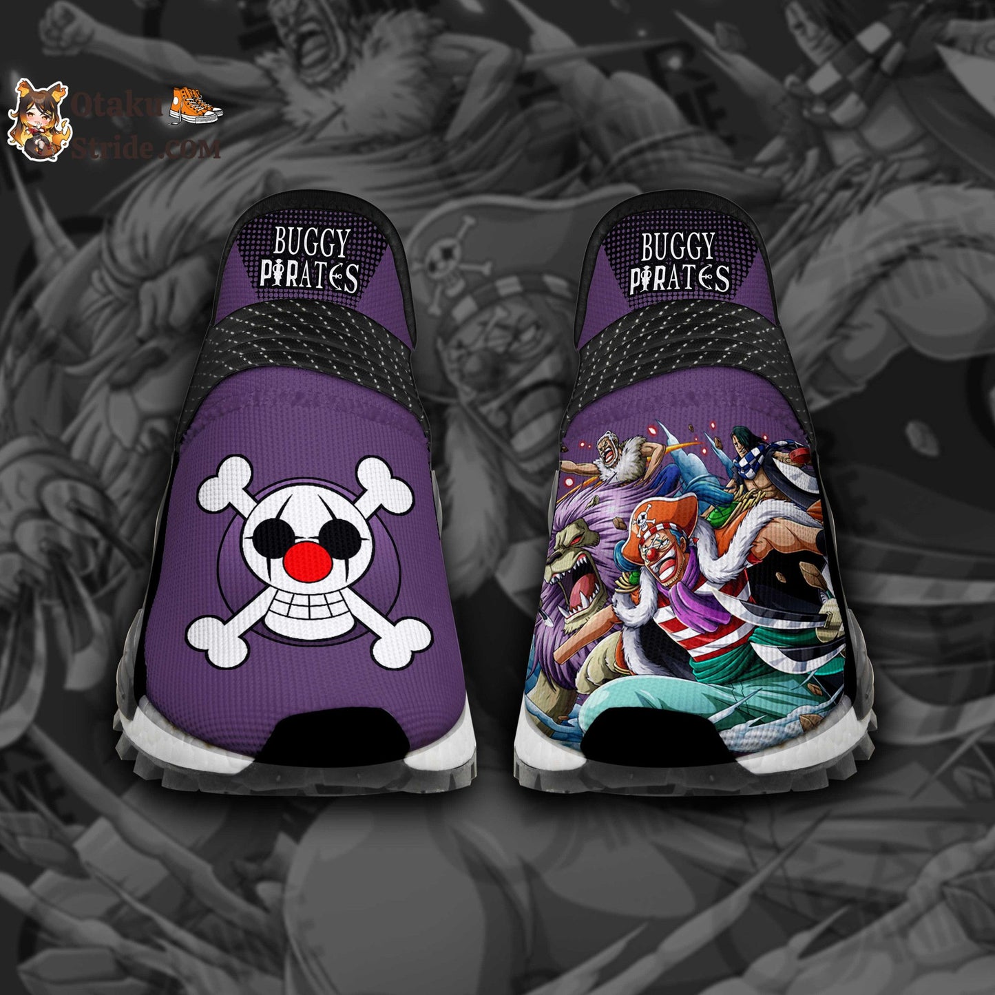 Custom Anime Shoes – Buggy Pirates One Piece Design – Unique Printed Footwear TT12