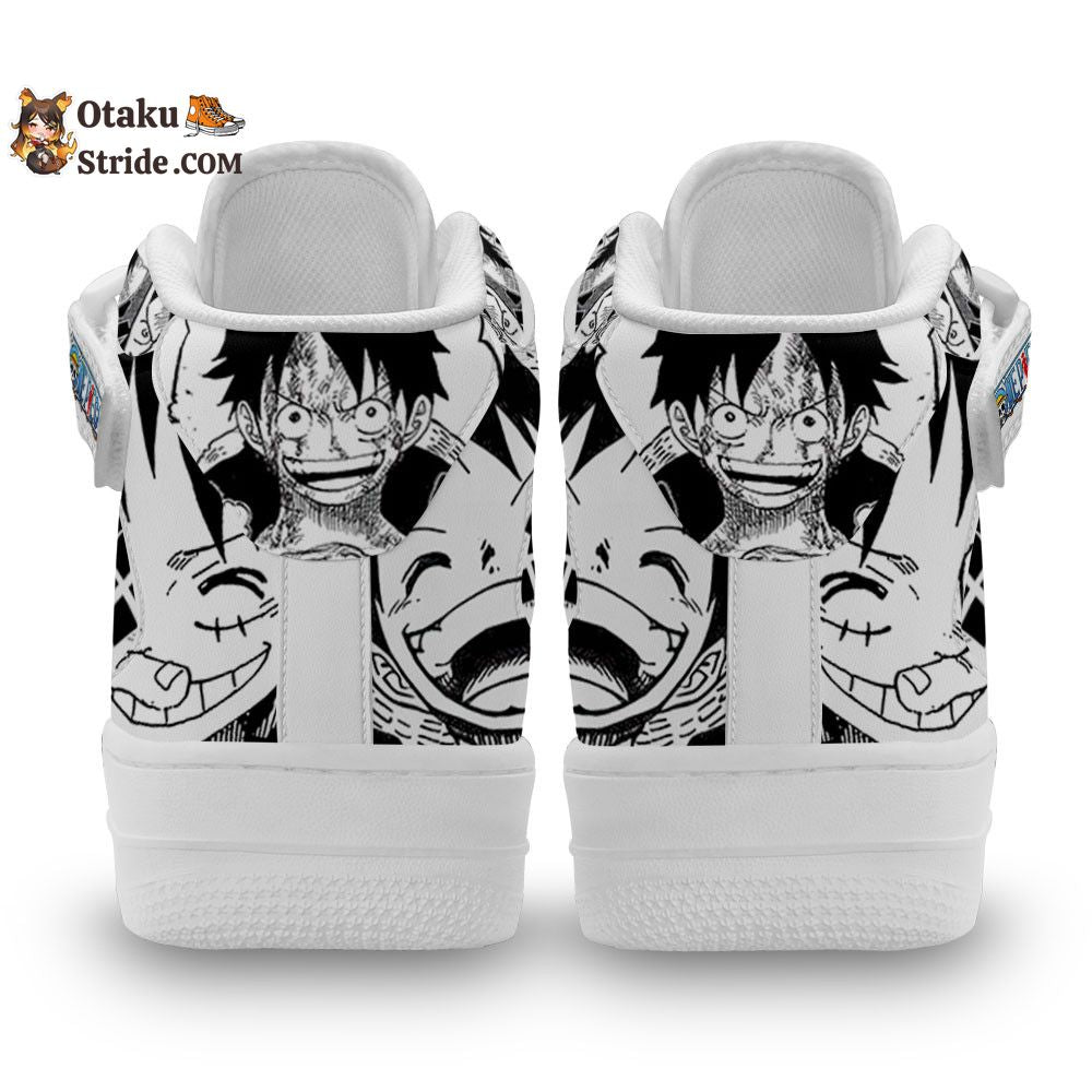 Custom Anime Shoes – Luffy Sneakers Air Mid One Piece Manga Mix Design