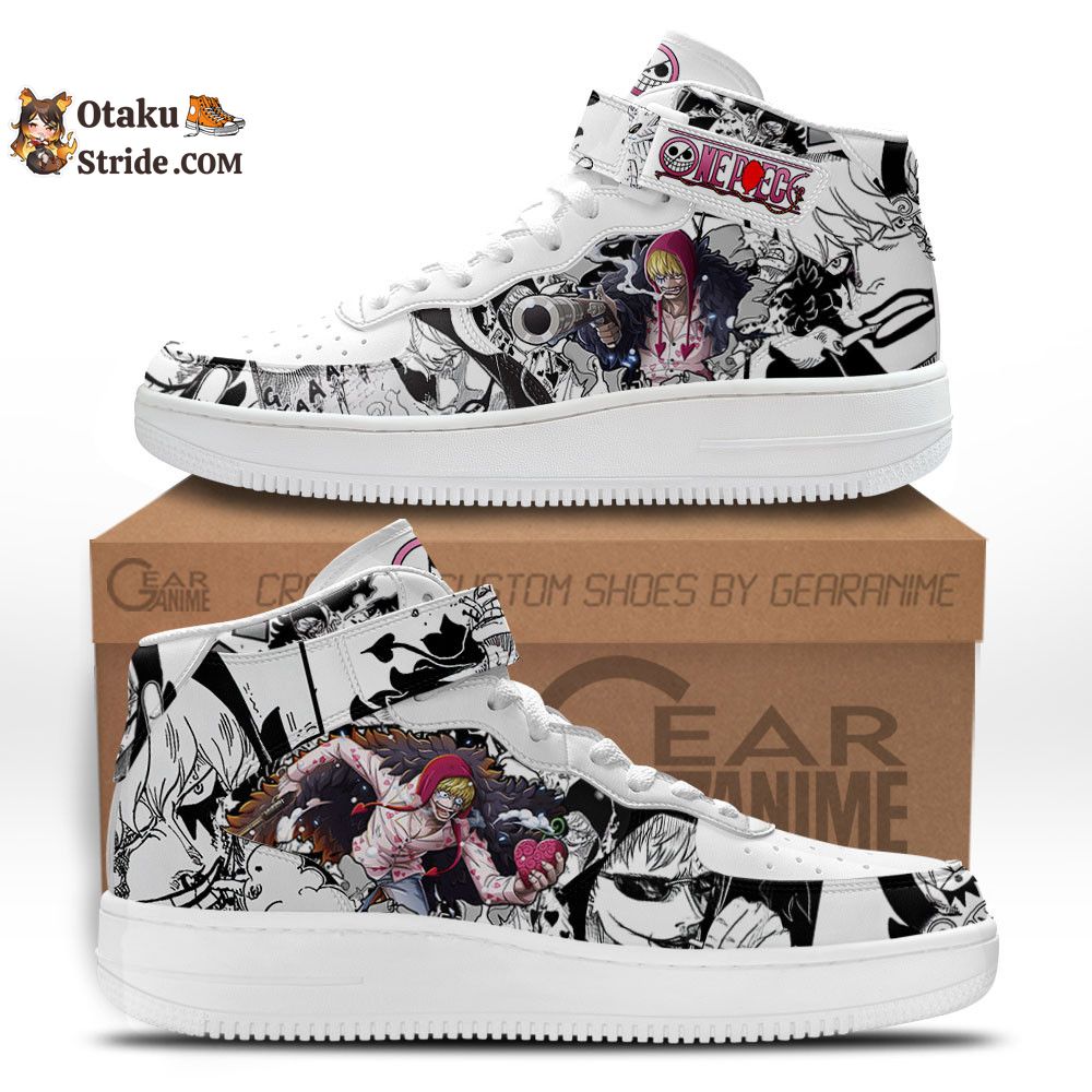 Custom Anime Shoes – One Piece Rosinante Sneakers Air Mid Mix Manga Design