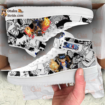 Custom Anime Shoes – Sabo Sneakers Air Mid One Piece Manga Mix Design