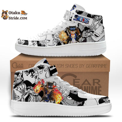 Custom Anime Shoes – Sabo Sneakers Air Mid One Piece Manga Mix Design