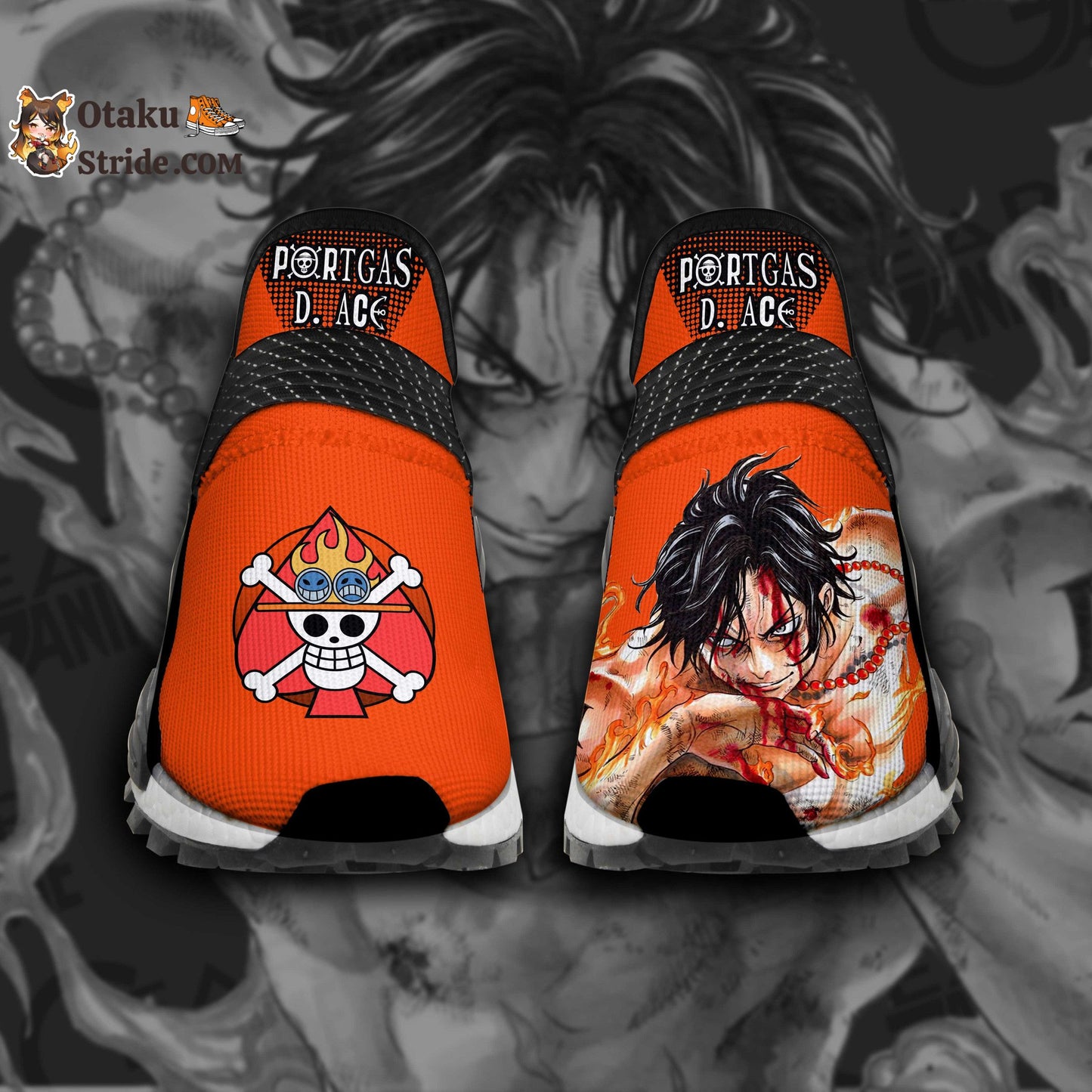 Custom Anime Shoes featuring Portgas D Ace from One Piece – Unique Footwear for Fans