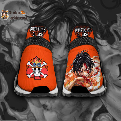 Custom Anime Shoes featuring Portgas D Ace from One Piece – Unique Footwear for Fans