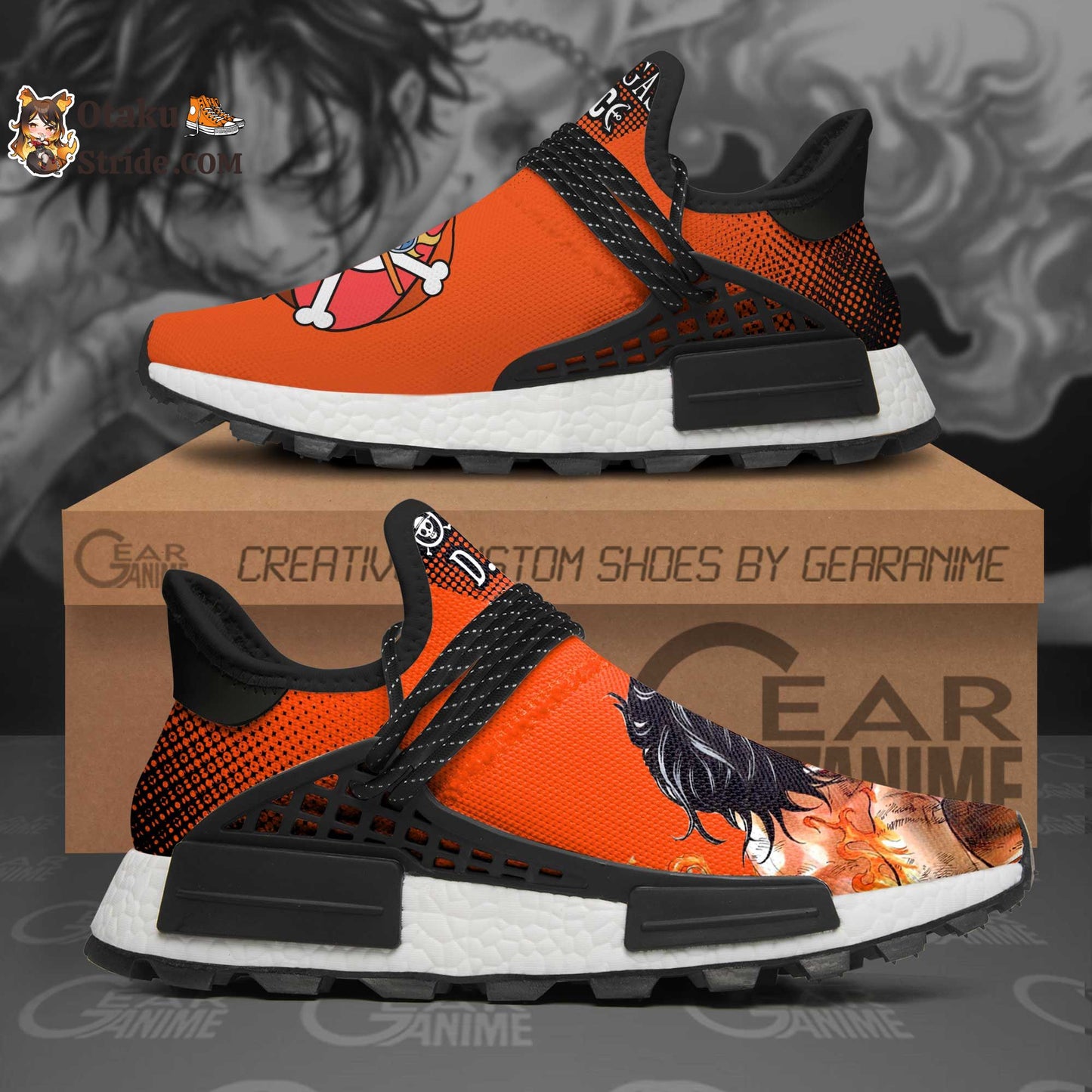 Custom Anime Shoes featuring Portgas D Ace from One Piece – Unique Footwear for Fans