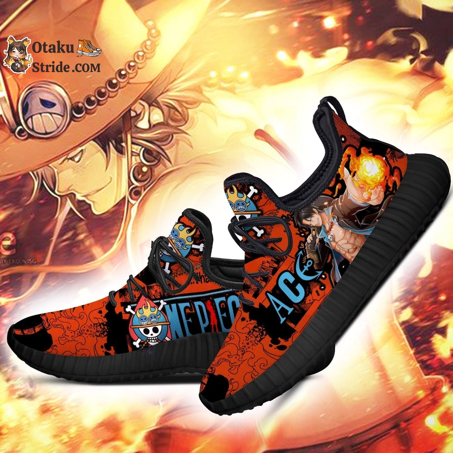 Custom Anime Shoes Featuring Portgas D. Ace from One Piece