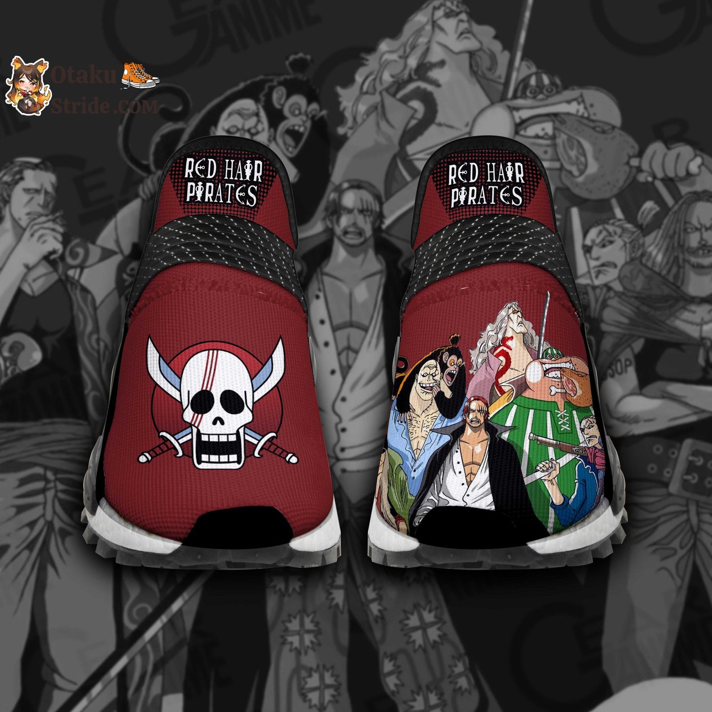 Custom Anime Shoes featuring Red Hair Pirates from One Piece – TT12 Design