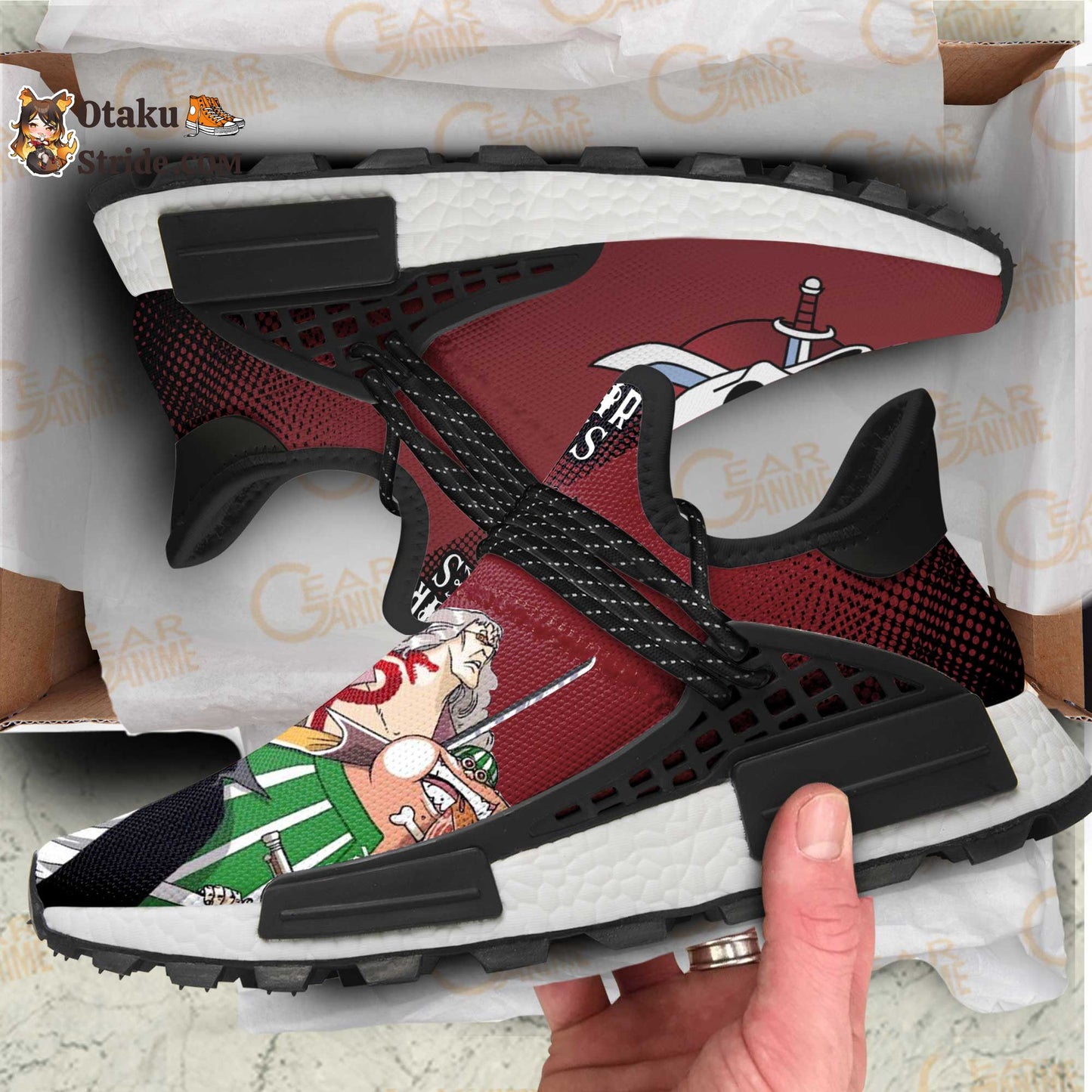 Custom Anime Shoes featuring Red Hair Pirates from One Piece – TT12 Design