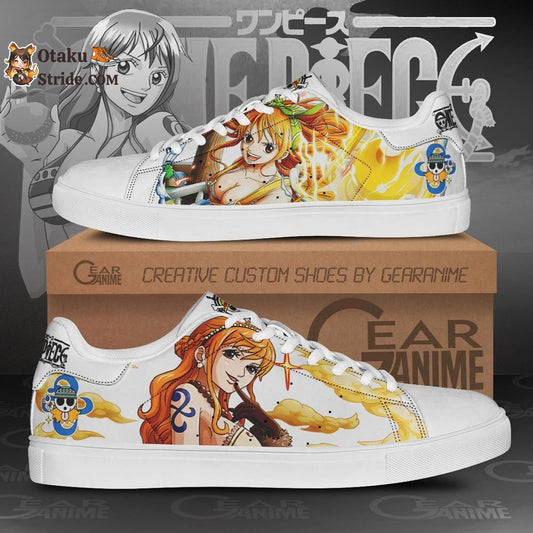 Custom Anime Skate Shoes featuring Nami from One Piece