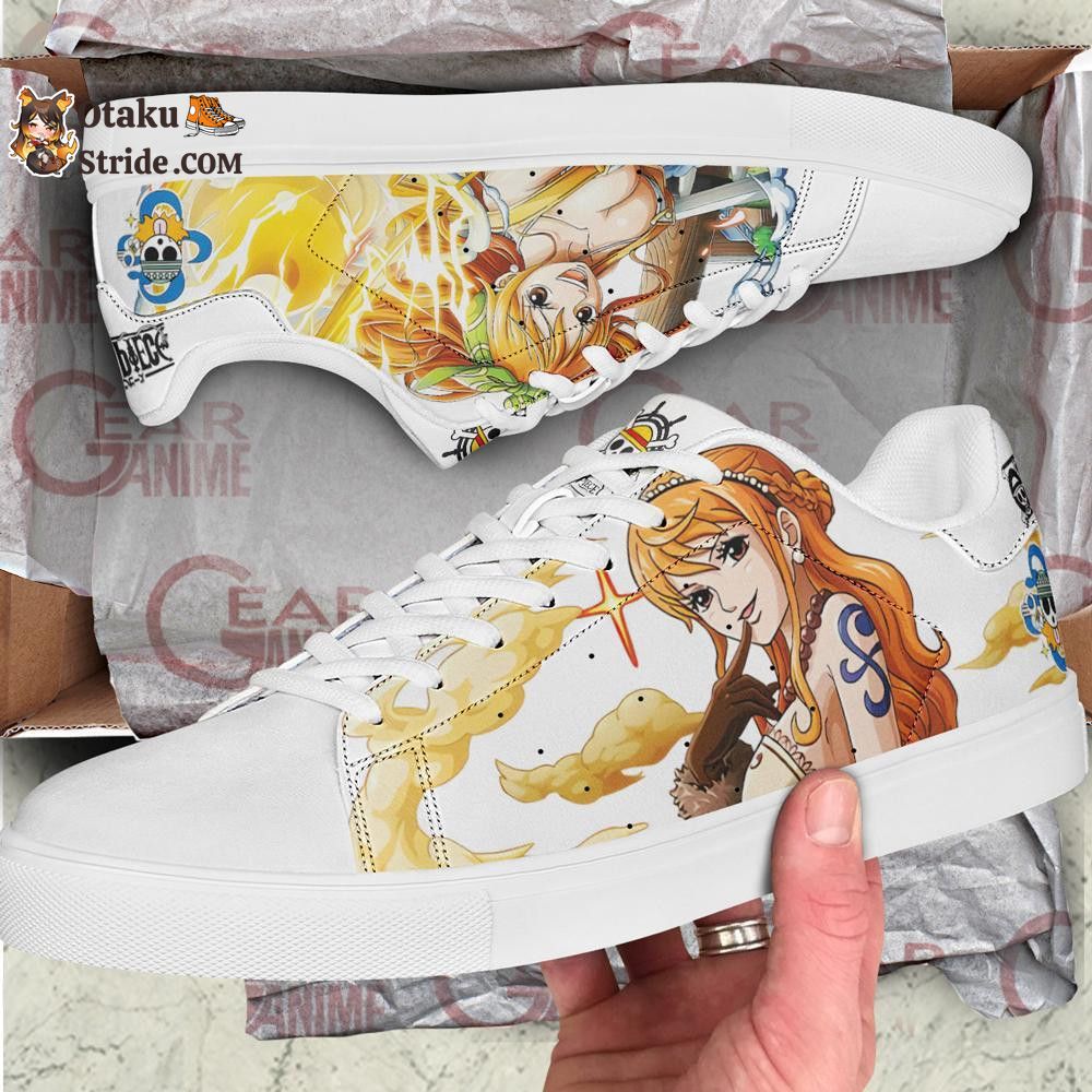 Custom Anime Skate Shoes featuring Nami from One Piece