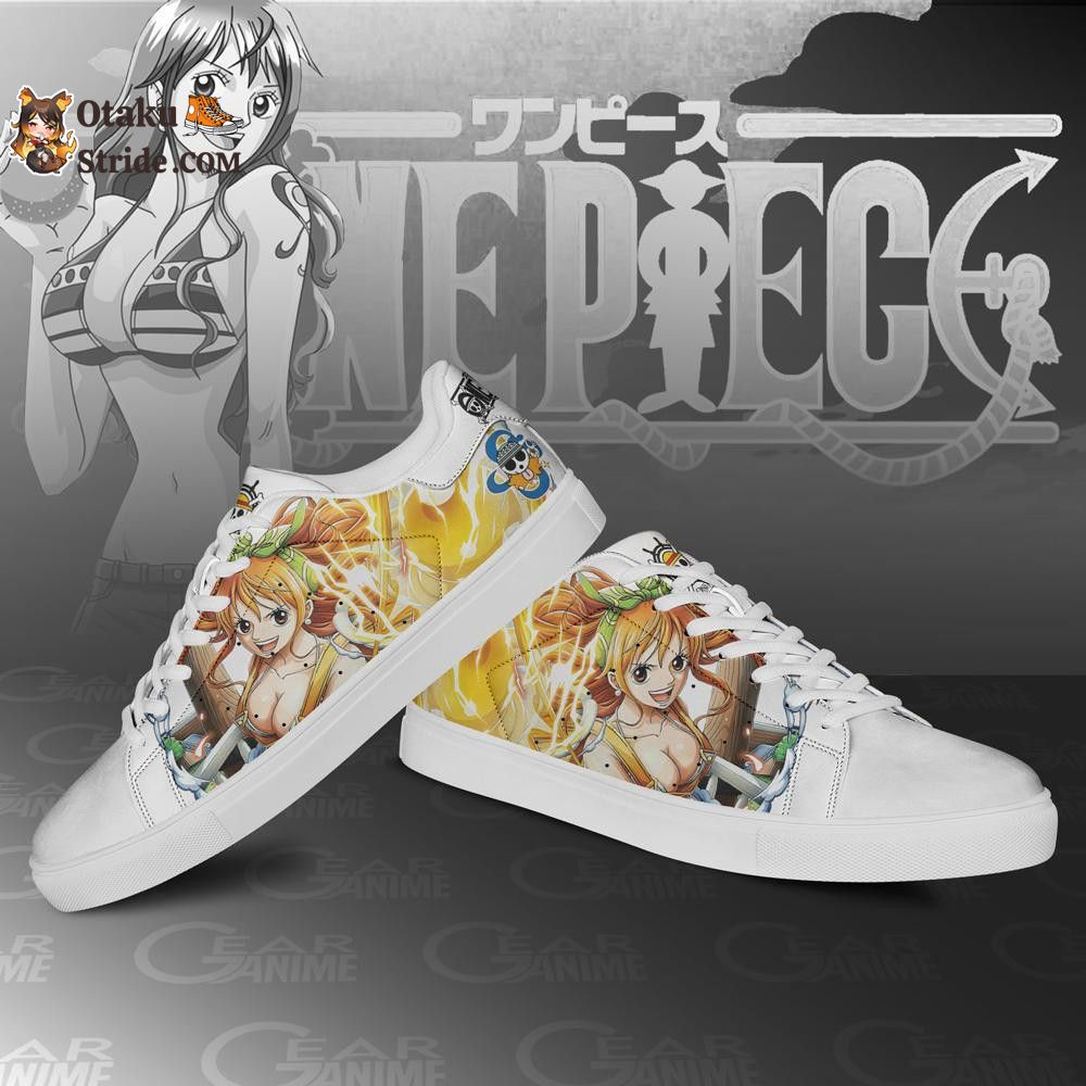 Custom Anime Skate Shoes featuring Nami from One Piece