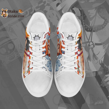 Custom Anime Skate Shoes featuring Portgas D Ace from One Piece