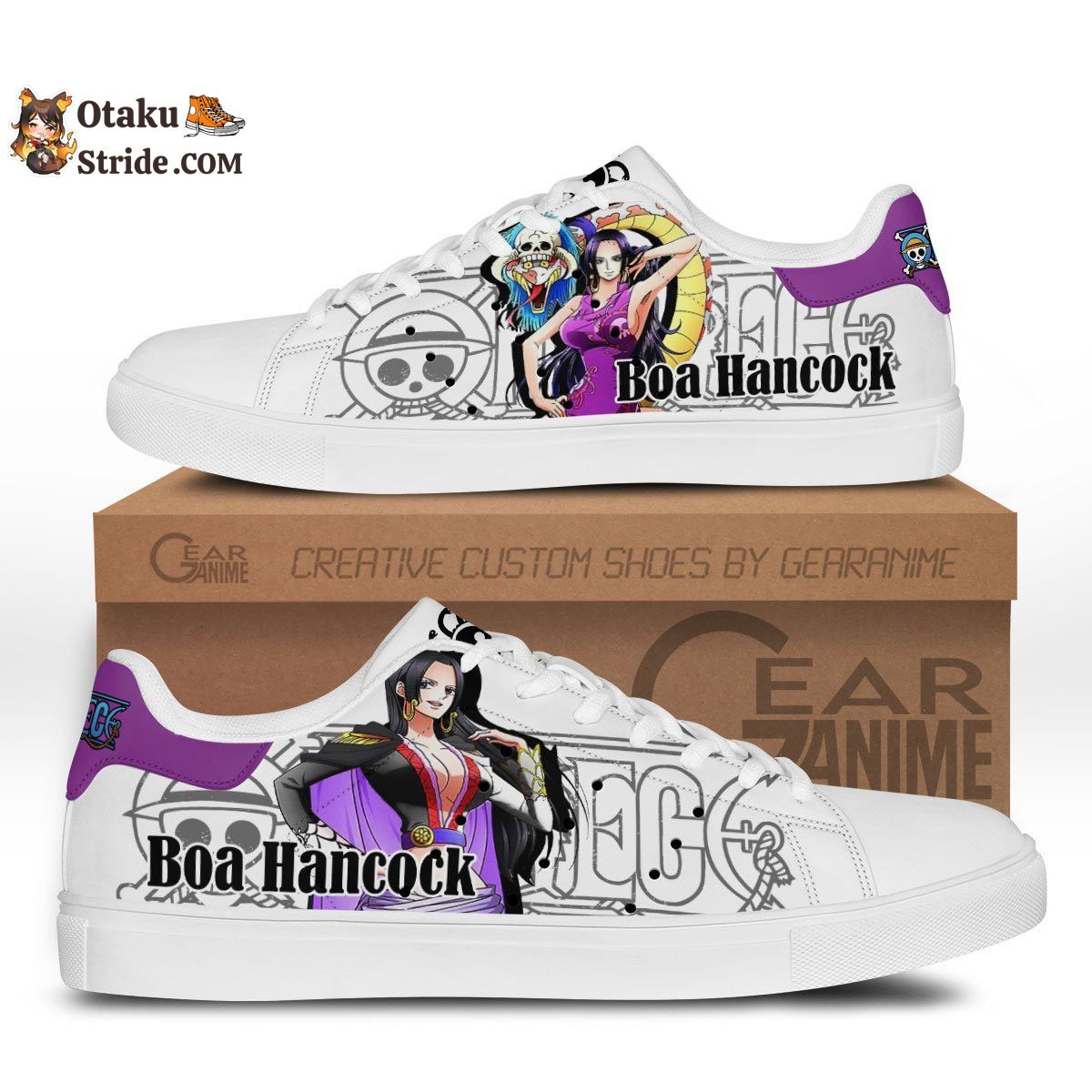 Custom Anime Skate Sneakers Featuring Boa Hancock from One Piece