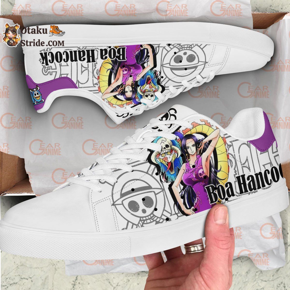 Custom Anime Skate Sneakers Featuring Boa Hancock from One Piece