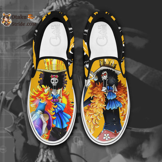 Custom Anime Slip On Sneakers – One Piece Brook Shoes for Men and Women