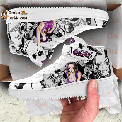 Custom Anime Sneakers – Boa Hancock Air Mid One Piece Shoes with Manga Mix Design