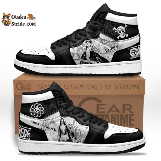 Custom Anime Sneakers – Boa Hancock and Luffy One Piece Shoes in Manga Style