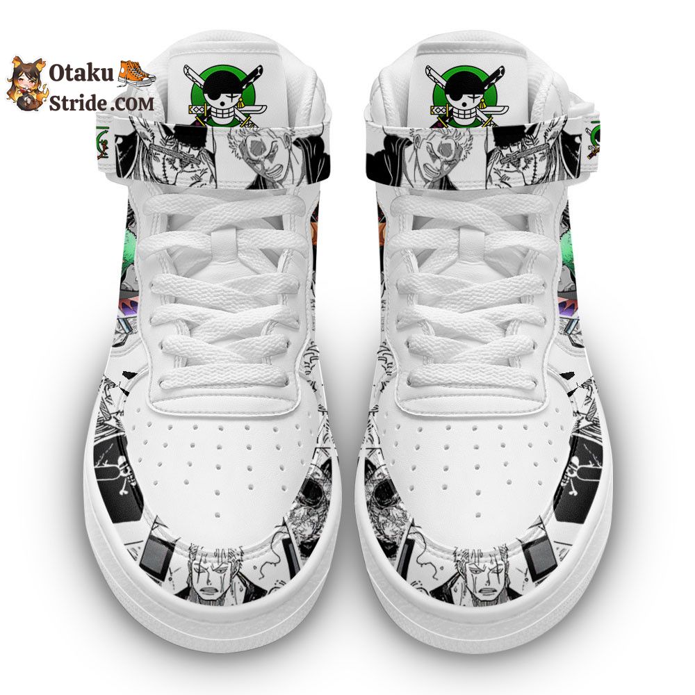 Custom Anime Sneakers – Roronoa Zoro Air Mid One Piece Manga Shoes