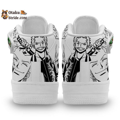 Custom Anime Sneakers – Roronoa Zoro Air Mid One Piece Manga Shoes